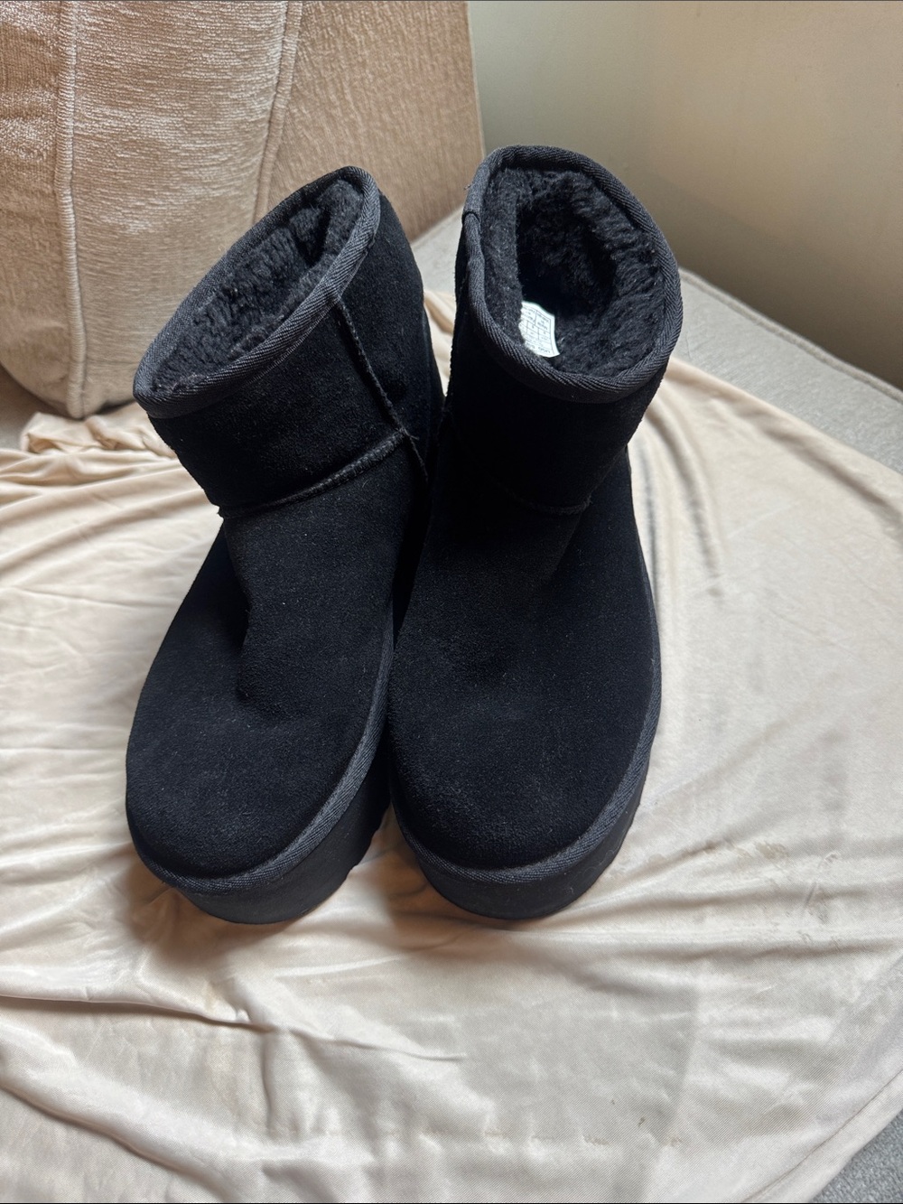 UGG Women's Black Plush Winter Slip-On Boots
